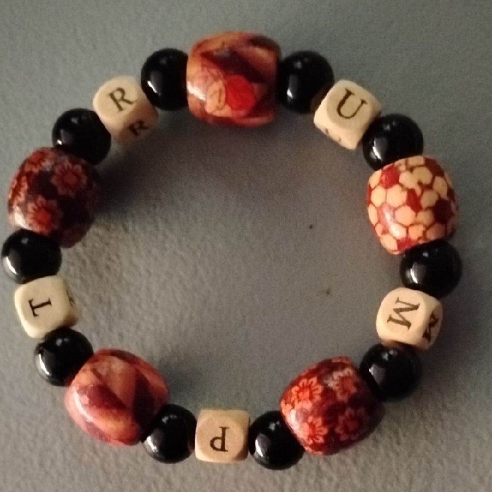 Beaded TRUMP Bracelet with Letter Cubes
